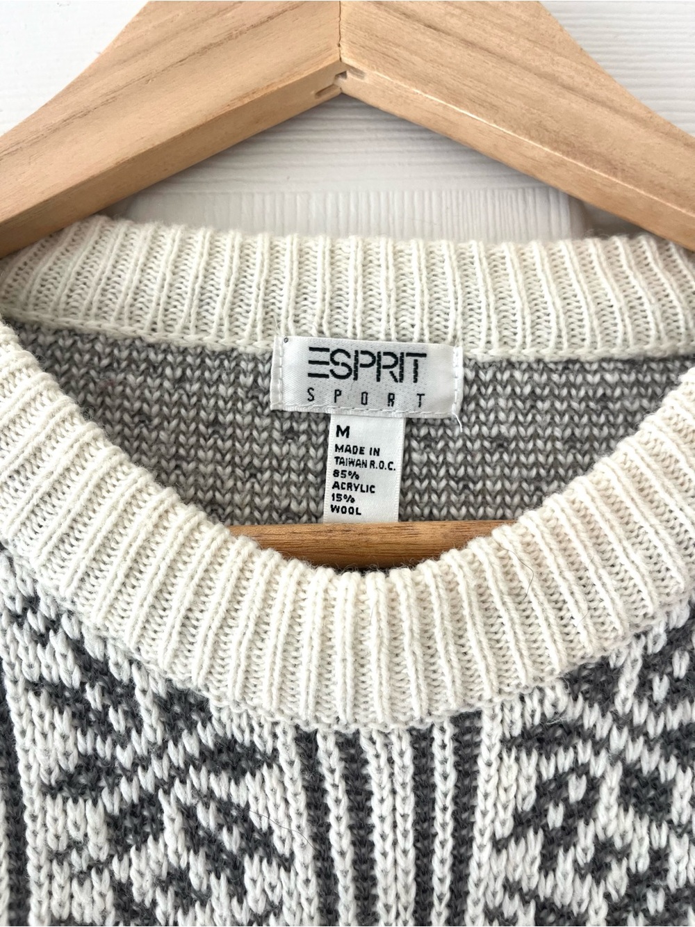 Vintage Esprit Sport Scandinavian Nordic Sweater Oversized Boxy Wool Blend - Picture 3 of 9
